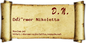 Dörmer Nikoletta névjegykártya