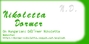 nikoletta dormer business card